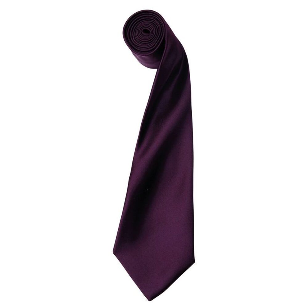 Premier Unisex Adult Colours Satin Tie / Eggplant